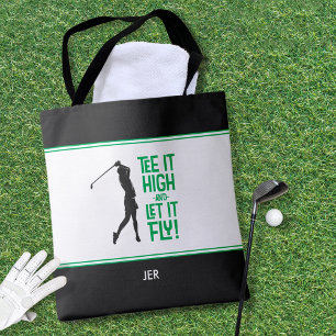 Tote Bag Humour Golf de Golfeur mignon Amusant moderne noir