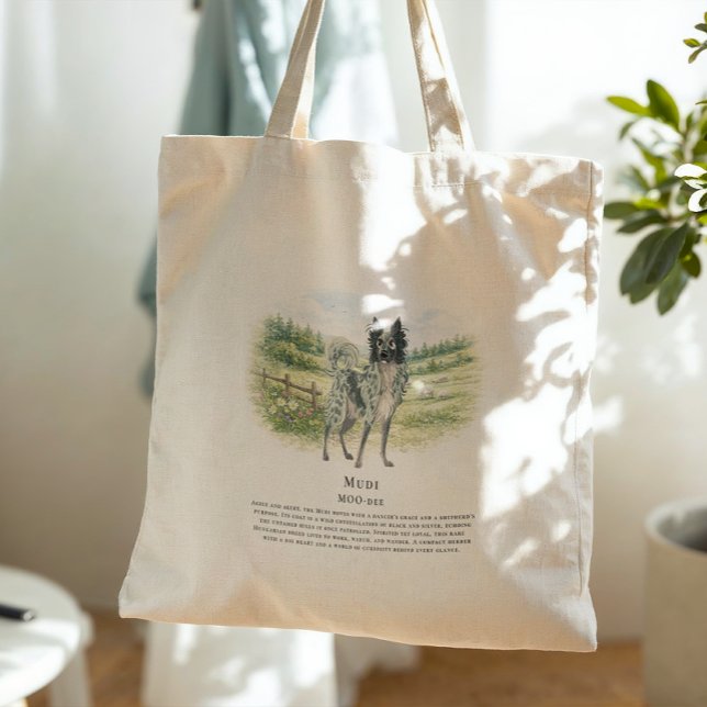 Tote Bag Hungarian Mudi | Watercolor Dog Breed Quote (Créateur téléchargé)