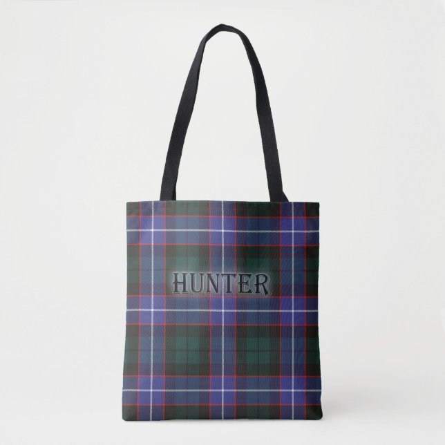 Tote Bag Hunter Tartan avec le nom de famille (Devant)