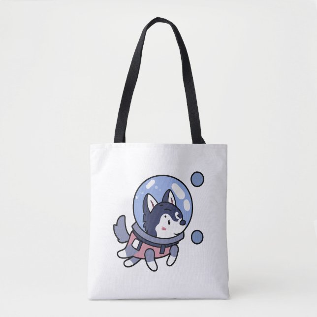 Tote Bag Husky Dans L'Espace Amoureux des chiens Chiot Retr (Devant)
