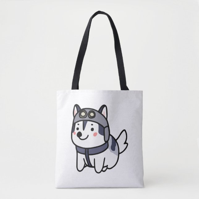 Tote Bag Husky Pilot Amoureux des chiens Malamute (Devant)
