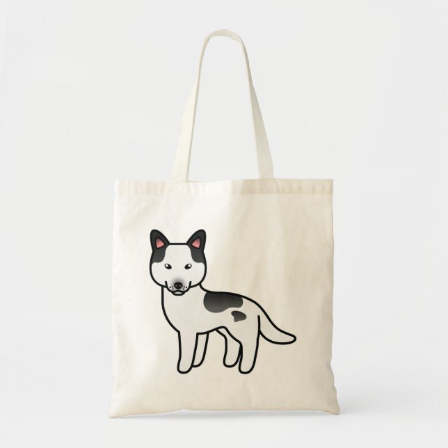 Tote Bag Husky sibérien de dessin animé piebal noir (Devant)