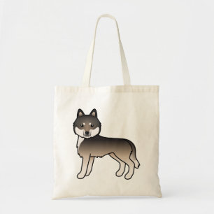 Tote Bag Husky Sibérien Gris Loup Foncé Chien de Dessin Ani