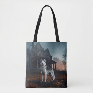 Tote Bag Husky Sibérien Halloween Épouvantable