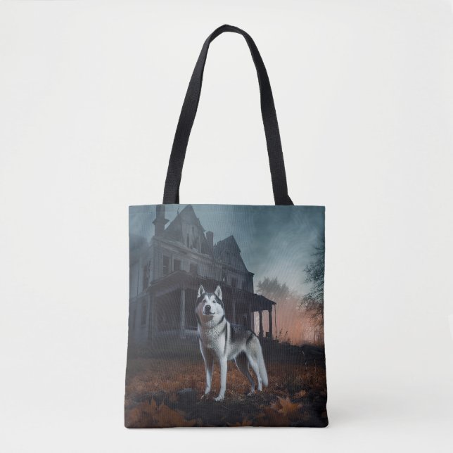 Tote Bag Husky Sibérien Halloween Épouvantable (Devant)