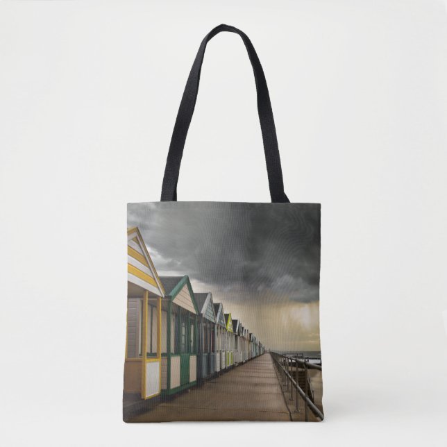 Tote Bag Huttes de plage dans un orage | Southwold d'été (Devant)