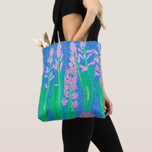 Tote Bag Hyacinthes roses Fleurs de printemps peinture d'ar