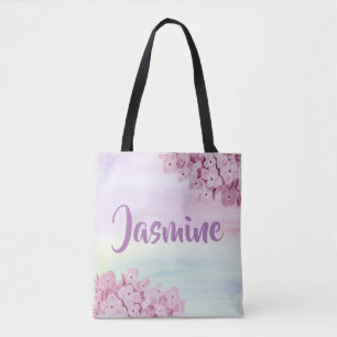 Tote Bag Hydrangea Aquarelle Rose Pastel Élégant