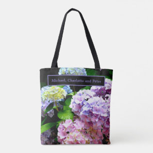 Tote Bag Hydrangea garden, rose, bleu, purple floral