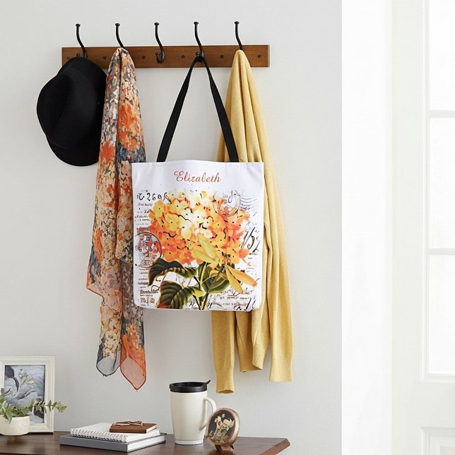 Tote Bag Hydrangea orange et libellule personnalisée (Créateur téléchargé)