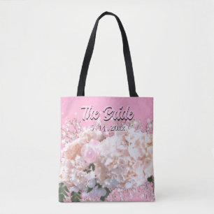 Tote Bag Hydrangeas blancs romantiques roses roses mariée