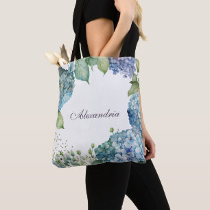 Tote Bag Hydrangeas Bleus Personnalisés 