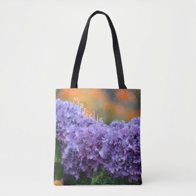 Tote Bag Hydrangée impressionniste personnalisée (Devant)