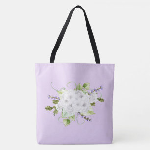 Tote Bag Hydrangées et Lilacs de style aquarelle