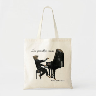 Tote Bag Hyena Piano Music Player Imaginaire Art Budget Fou