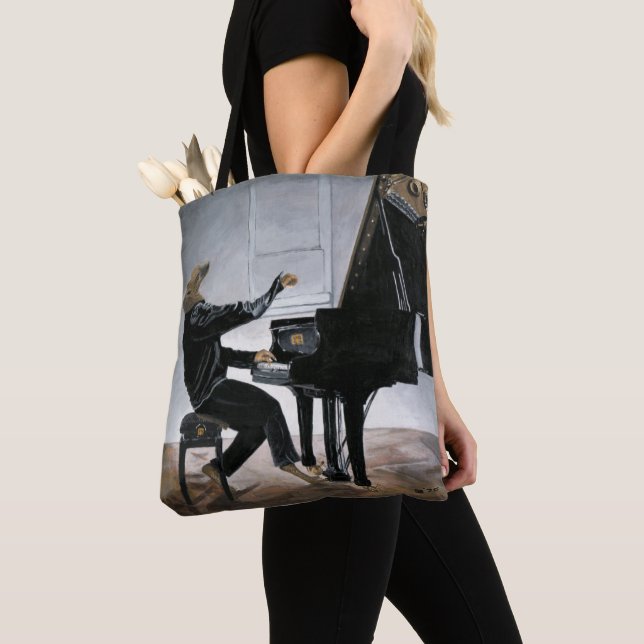 Tote Bag Hyena Piano Music Player Imaginaire Art Graphic Fo (De près)