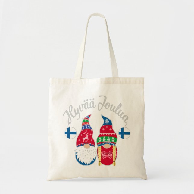 Tote Bag Hyvaa joulua finnish merry christmas finland tontt (Devant)