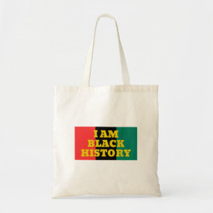 Tote Bag I Am Black History in Gold Font