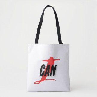 Tote Bag "I Can" Dynamic Red & Black Empowerment Word Art