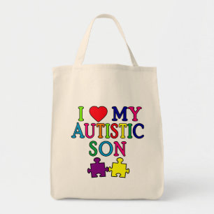Tote Bag I coeur mon fils autiste