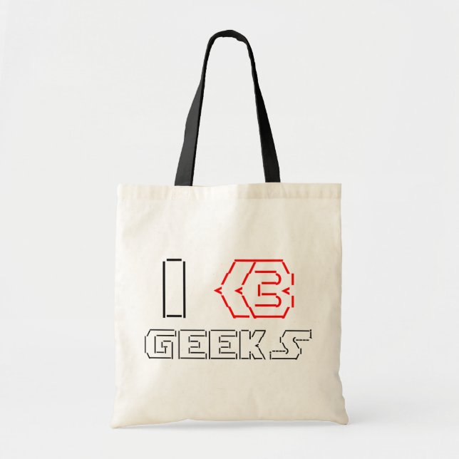 Tote Bag I Heart Geek ASCII ART (Devant)