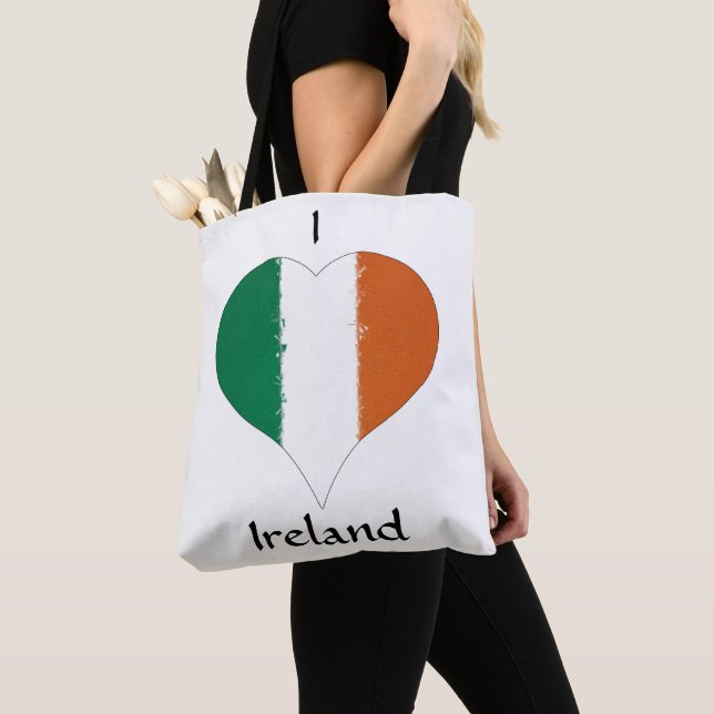 Tote Bag I Heart Ireland Tricolor Drapeau irlandais (De près)