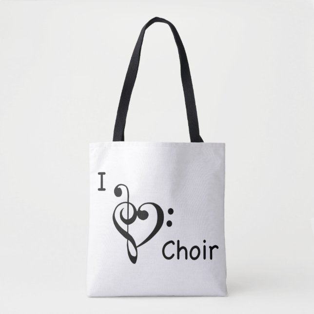 Tote Bag I Heart Love Choir Music (Devant)