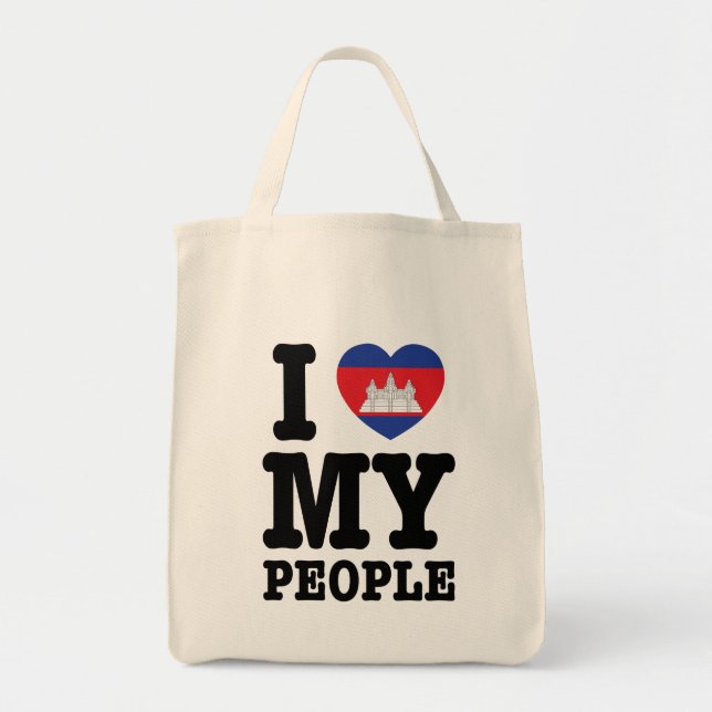 Tote Bag I Heart (Love) My Khmer People (Devant)