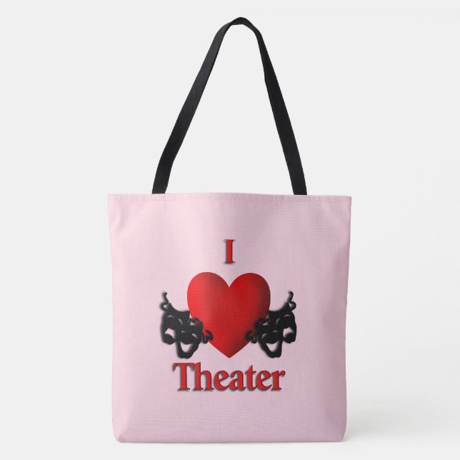 Tote Bag I Heart Theater Pink (Devant)
