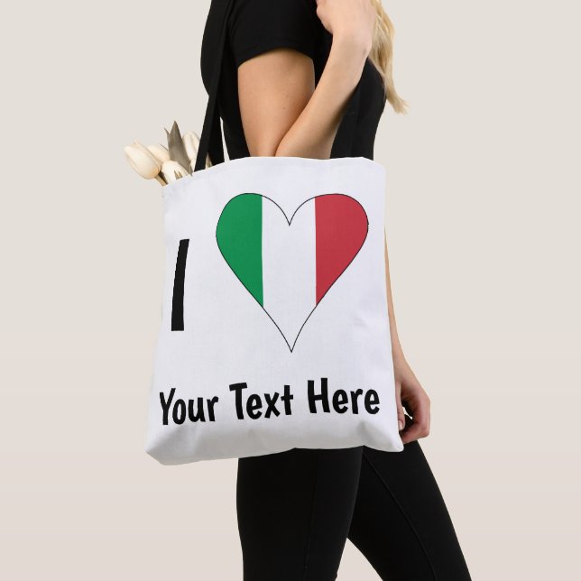 Tote Bag I (Italian Flag Heart Love) Your Text (De près)