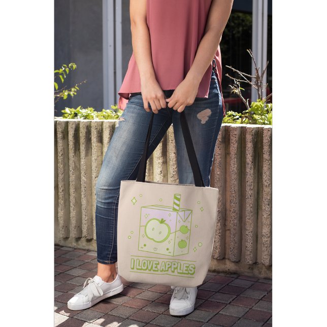 Tote Bag I Love Apples - Kawaii Juice Box Design (Créateur téléchargé)
