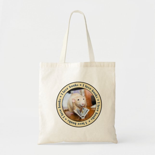 Tote Bag I Love Books - Avec Marty Mouse (Devant)