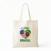 I Love Brasil USA Flag Heart