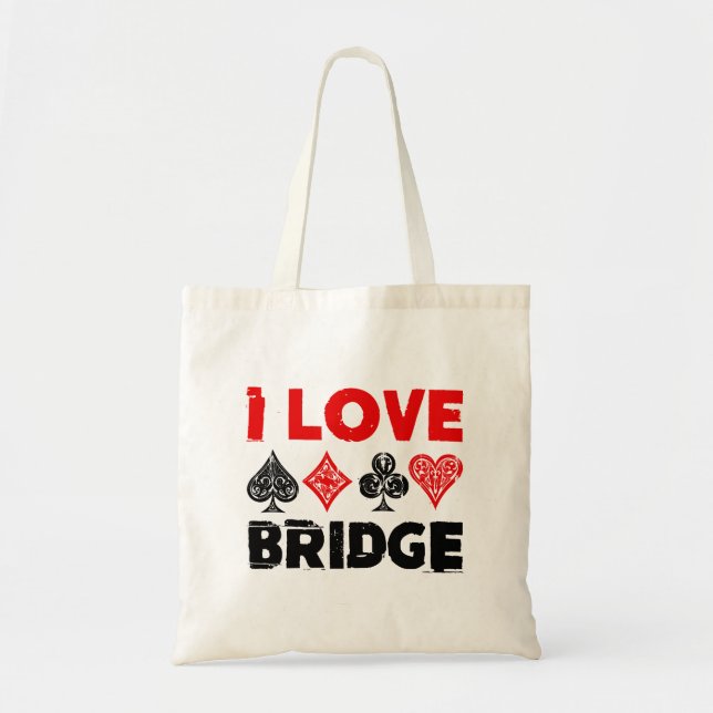 Tote Bag I Love Bridge Card Joueur passionné (Devant)