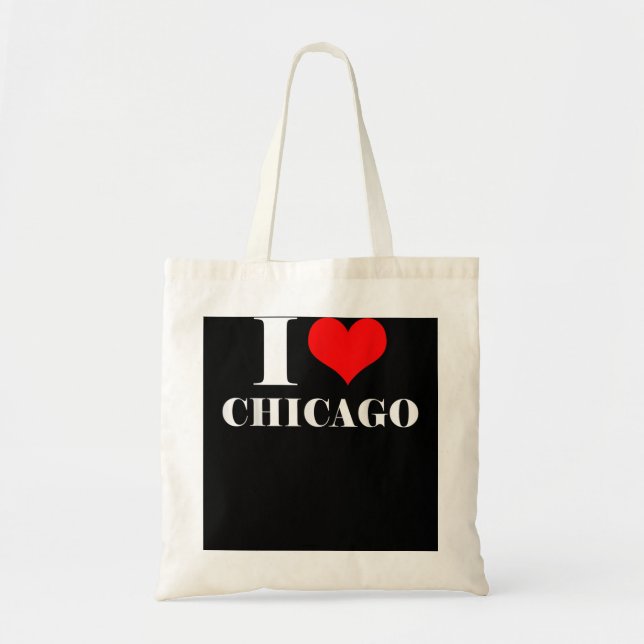 Tote Bag I Love Chicago, I Heart Chicago Tee Illinois (Devant)