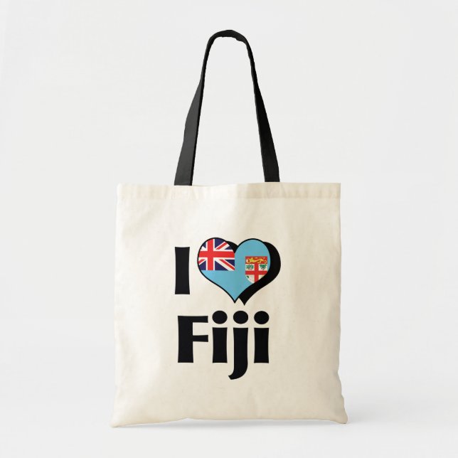 Tote Bag I Love Fiji Flag (Devant)