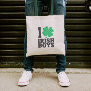 Tote Bag I Love Irish Boys Funny Shamrock Jour de la Saint