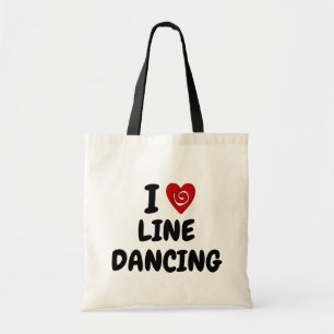 Tote Bag I Love Line Dancing I Heart with/ Swirl Line Dance