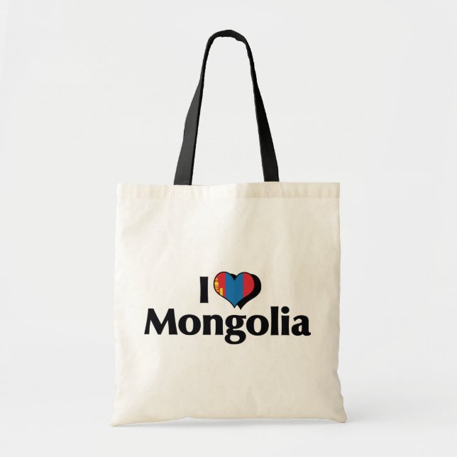 Tote Bag I Love Mongolie Drapeau (Devant)
