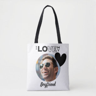 Tote Bag I Love My BOYFRIEND Photo Cadeau Mari Fiance PÈRE