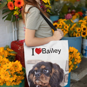 Tote Bag I Love My Dog photo personnalisée