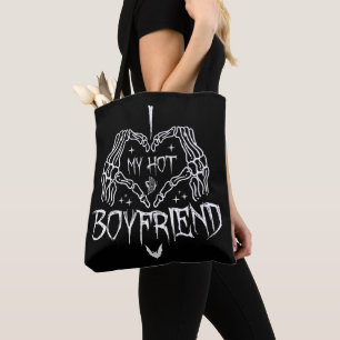 Tote Bag I Love My Hot Boyfriend Halloween Skeleton Drôle