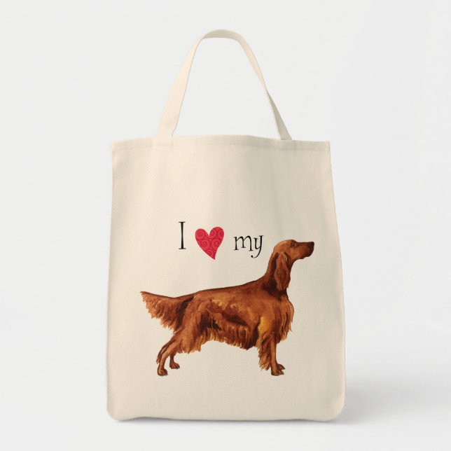 Tote Bag I love my Irish Setter (Devant)