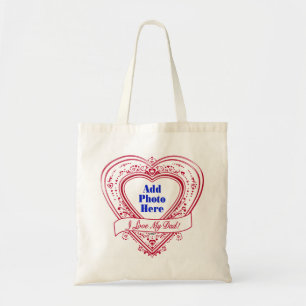 Tote Bag I Love My Papa ! Photo Red Hearts