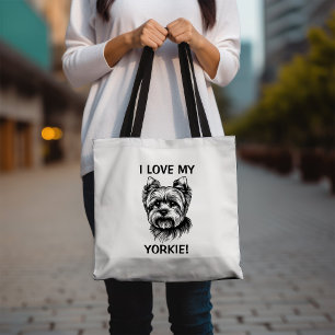 Tote Bag I Love My Yorkie with Yorkie Sketch