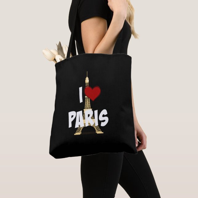 Tote Bag "I Love Paris", Tour Eiffel, (De près)
