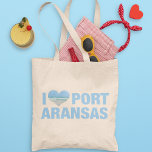 Tote Bag I Love Port Aransas Cute Texas Beach Vacances<br><div class="desc">J'adore le sac fourre-tout de Port Aransas avec une jolie photo en forme de coeur du bord de mer du Texas. De belles eaux côtières de l'océan me rendent heureux en vacances d'été. Un joli cadeau souvenir.</div>