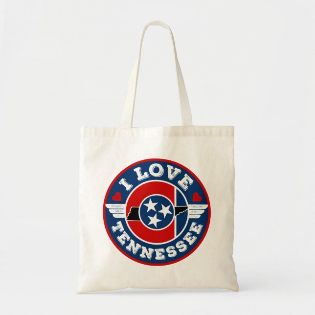 Tote Bag I Love Tennessee State Flag and Map (Devant)