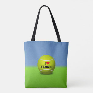 Tote Bag I Love Tennis - balle de tennis - pelouse