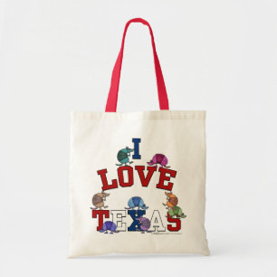 Tote Bag I Love Texas-Colorful Armadillos